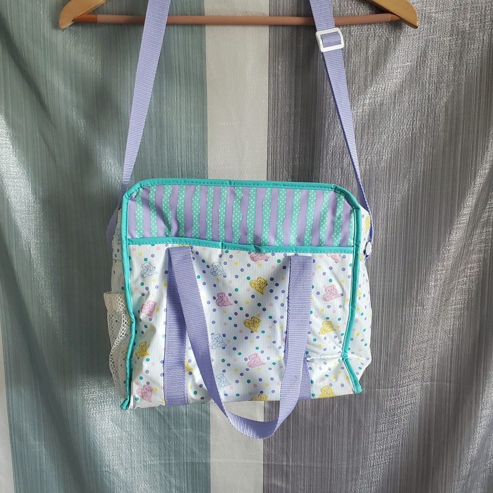 Vintage Similac Ross Pediatrics Diaper Bag Pastel Teddy Bear Polka Dot 90s Retro